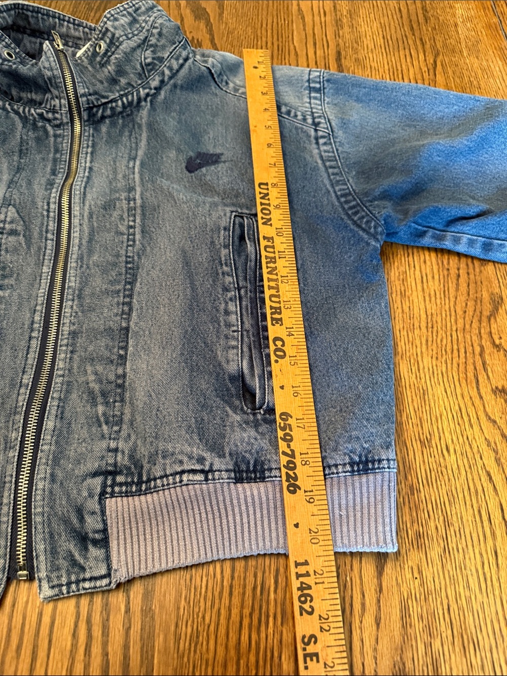 Nike vintage Challenge Court  Acid Wash Denim Bomber Jacket Agassi - Picture 10 of 16
